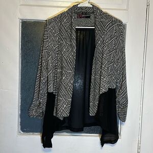Peck & Peck Women’s Black and White Sheer patterned jacket size large